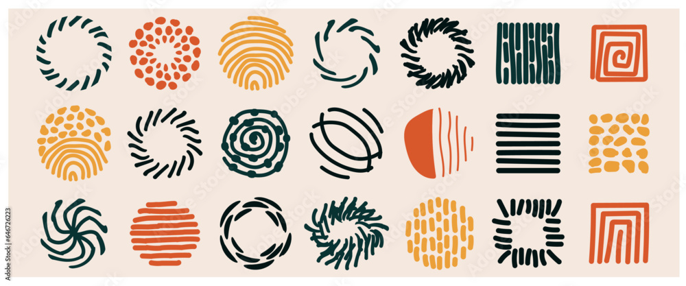 Wall mural hand drawn template for creating patterns in minimal style.
