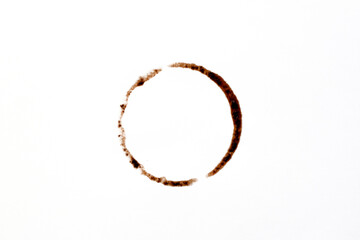 Coffee stains Left by Cup Bottoms, isolated on a white background.