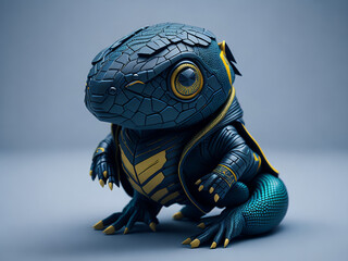 futuristic salamander wearing a cyberpunk jacket