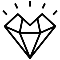 diamond heart outline style icon