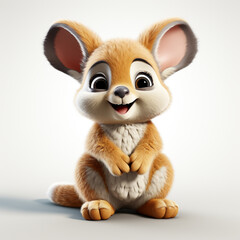 Fototapeta premium 3d cartoon cute brown kangaroo