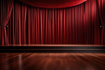 red stage curtains generated by AI technology
