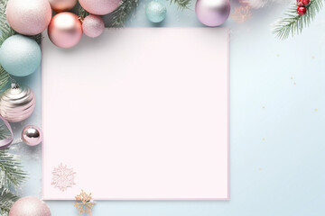 Naklejka na ściany i meble Pastel toned Christmas frame with balls