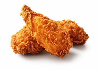 Fried chicken drumsticks on white background.Macro.Ai Generative