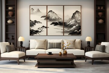 Beautiful Elegant living room interior with luxury furniture. Generative AI