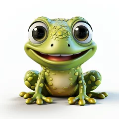 Foto op Plexiglas 3d cartoon cute green frog © avivmuzi