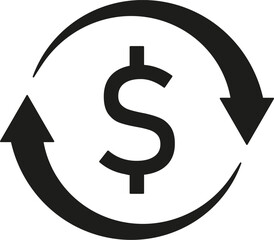 Dollar with arrows icon. Vector. Flat design.	