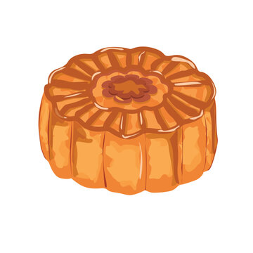 Mooncake vector illustration set. Traditional Chinese mooncake in whole full size. Mooncake for mid autumn festival. Bakery. Asian food. Moon cake clip art.