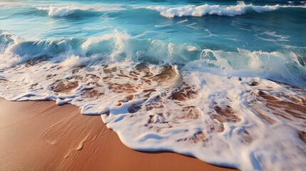 Aerial view of sandy beach at sunrise