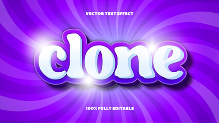 Purple clone effect text vector editable