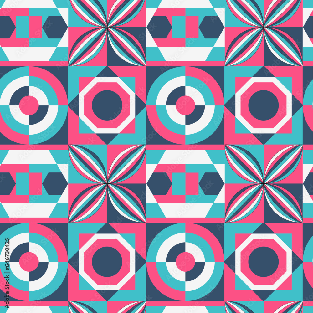 Wall mural geometric seamless pattern.abstract graphic vector illustration background.multicolor repeat pattern