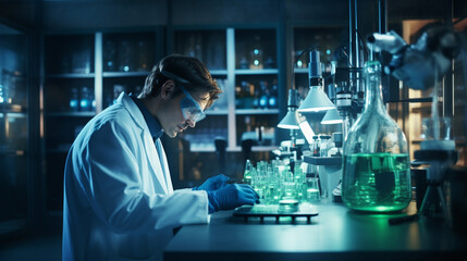 Professional scientist in laboratory.