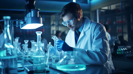 Professional scientist in laboratory.