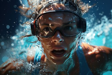 Practice Swim: Swimmers treading water as they prepare for their individual races.Generated with AI
