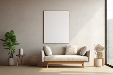 Modern Aesthetic Interior Design with Small Blank Poster Created with Generative AI
