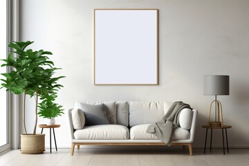 Modern Aesthetic Interior Design with Small Blank Poster Created with Generative AI