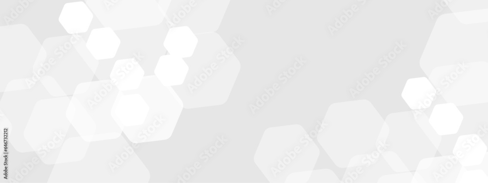 Poster abstract trendy technology of gradient white and gray hexagonal element pattern artwork design backg