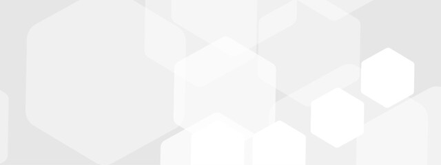 Abstract trendy technology of gradient white and gray hexagonal element pattern artwork design background. Use for ad, poster, presentation, print, artwork.