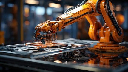 automation robot arm machine in modern intelligent factory industry