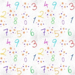 colorful number 0 - 9 messy pattern