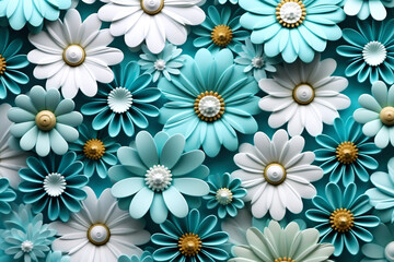 Photo of blue and white flowers with gold centers