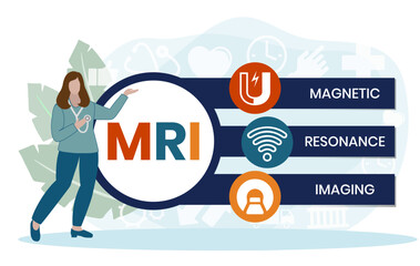 MRI Magnetic Resonance Imaging - noninvasive test doctors use to diagnose medical conditions, acronym text concept background