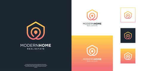 Fototapeta na wymiar Minimalist home location real estate logo design template