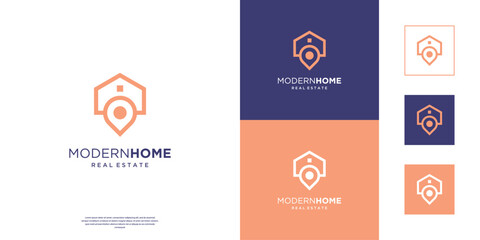 Minimalist home location real estate logo design template