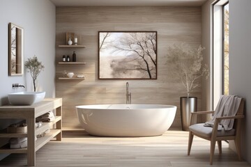 modern minimalist scandinavian bathroom with light natural materials