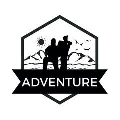 mountains and adventure vintage logo design vector illustration