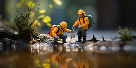 Miniature world photography a crew of tiny workers