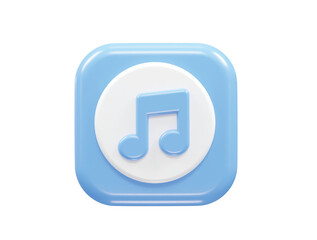 Music icon 3d rendering transparent element