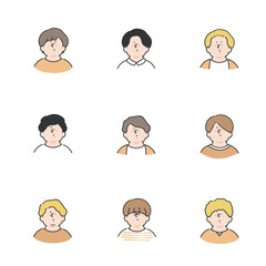 男性のシンプルなアイコンイラストセット