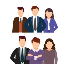 Group of working people, business men and business women avatar Flat design characters.