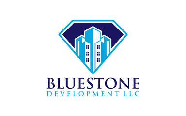 Diamond building business logo. Premium real estate logo. Gem home icon symbol.
