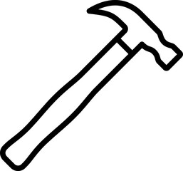 Carpenter hammer icon as a linear symbol for web design