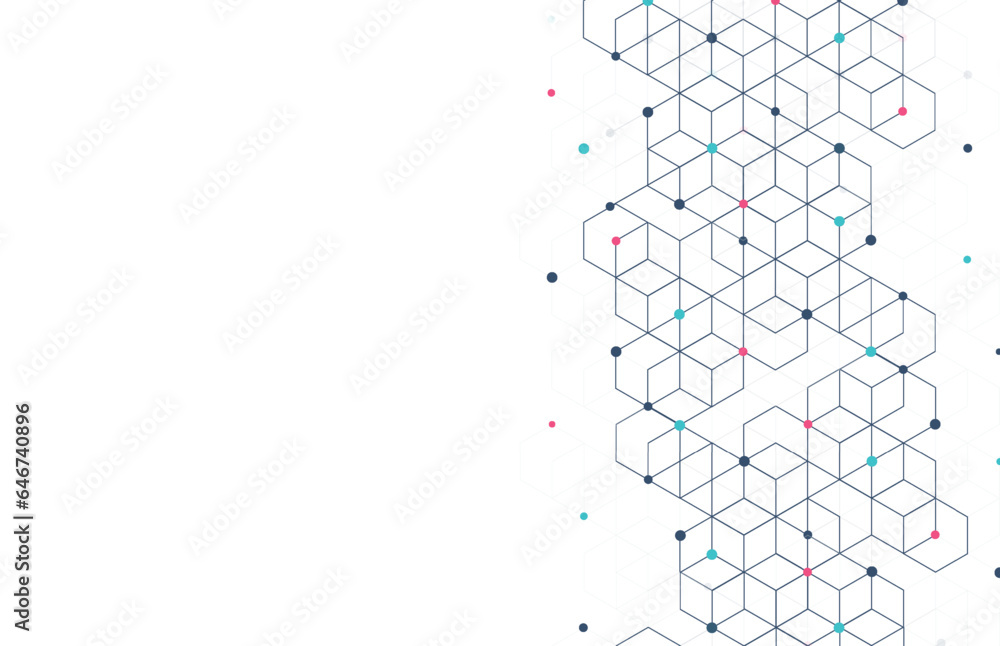 Aufkleber abstract geometric boxes pattern dot line connection background. modern technology with square mesh.