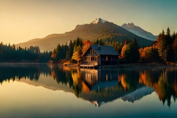 Fototapeta premium sunrise over lake