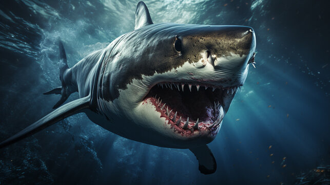 great white shark UHD wallpaper Stock Photographic Image