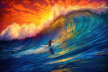 Surfer on Amazing Wave