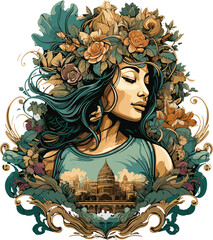 girl with a flower, generative ai