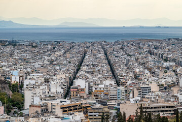 Aerial cityscape view of Athens Greece