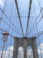 Naklejka premium cables of Brooklyn Bridge in New York, USA