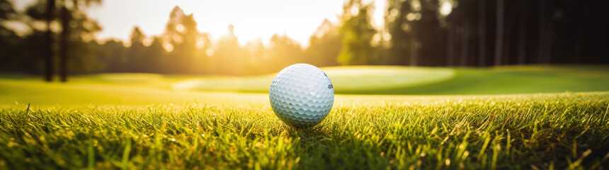 A golf ball on a lush green field