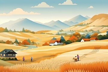 日本の秋（山村の風景）
