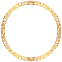 Gold greek circle border transparent	