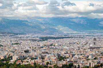 Fototapeta na wymiar Aerial cityscape view of Athens Greece