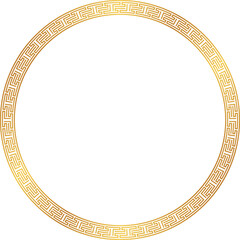 Gold circle border with seamless meander pattern