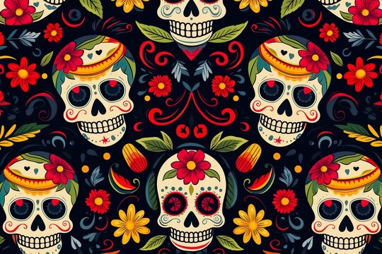 Flat design of dia de muertos day of the dead pattern concept background 