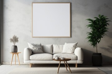 Modern Aesthetic Interior Design with Small Blank Poster Created with Generative AI